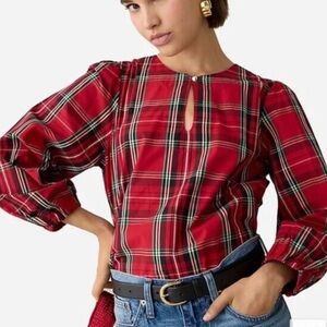 J. Crew Red Plaid Blouse